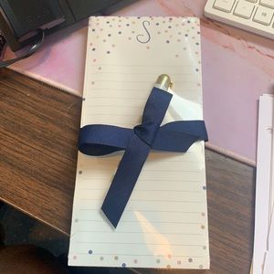 Customized letter “S” notepad with gold pen